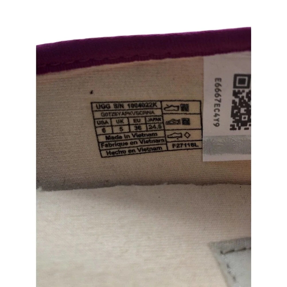 UGG‎ Australia Pink Eyelet Espadrille Flats Bow Back 1004022K Womens 6